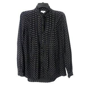 Sundance Black Tan Textured Embroidered Blouse Top Size XS NWOT